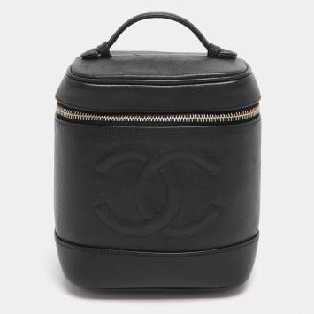 Pre Owned Chanel Black Caviar Leather Vanity Case