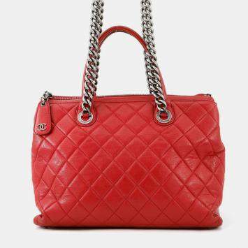 Pre Owned Chanel Matelasse 2Waybag Red Leather
