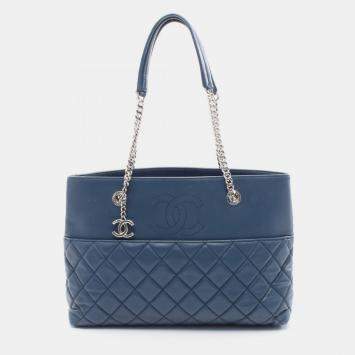 Pre Owned Chanel Urban Delight Blue Leather Tote Bag