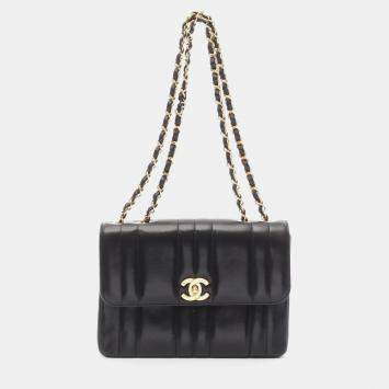 Pre Owned Chanel Mademoiselle Black Leather Shoulder Bag