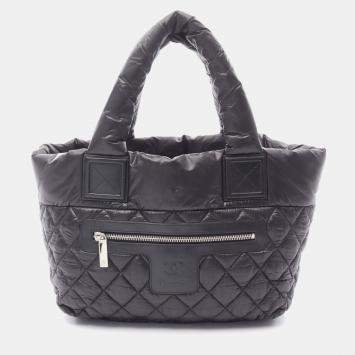 Pre Owned Chanel Coco Cocoon Black Nylon Tote Bag