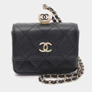 Pre Owned Chanel CC Black Leather Coin Purse