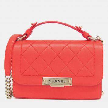 Pre Owned حقيبة كتف سلسلة جلد أورانج شانيل ماتيلاسي_LABEL_CLICK