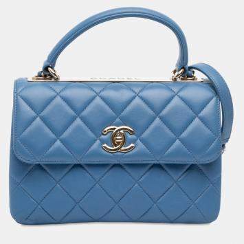 Pre Owned Chanel Blue Small Quilted Lambskin Trendy CC Flap