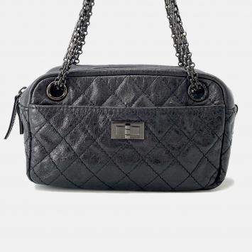 Pre Owned Chanel 2.55 Chain shoulder Bag Black Leather
