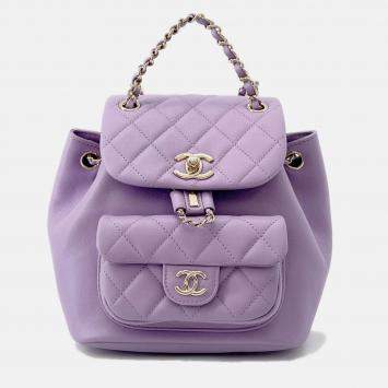 Pre Owned Chanel Matelasse Smallbackpack Lavender purple Calf Leather