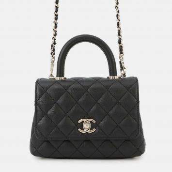Pre Owned Chanel Coco Handle 2Wayhandbag Black Caviar Leather Size Xxs