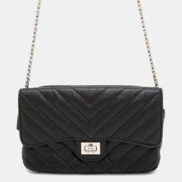 Pre Owned Chanel Chain Shoulder Bag Chevron V-Stitch 2.55 Mademoiselle Pochette
