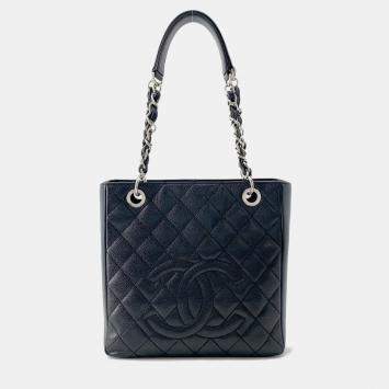 Pre Owned Chanel Matelasse Coco Mark Tote Bag Pst Black