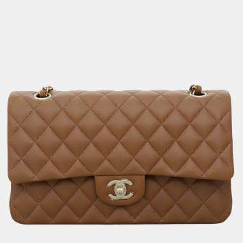 Pre Owned Lambskin Medium Classic Double Flap Bag