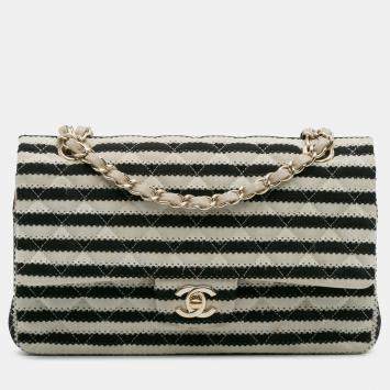 Pre Owned Chanel Black Medium Classic Jersey Coco Sailor Double Flap