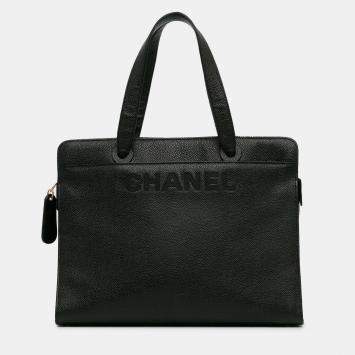 Pre Owned Chanel Black CC Caviar Leather Tote