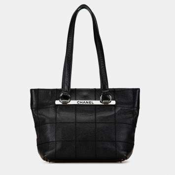 Pre Owned Chanel Black Caviar Choco Bar Tote