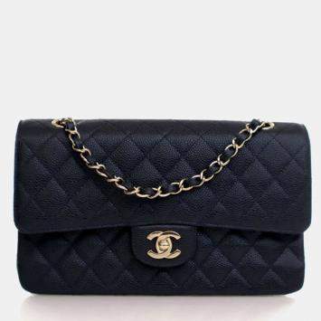 Pre Owned Chanel Vintage Medium Caviar Classic Double Flap Bag
