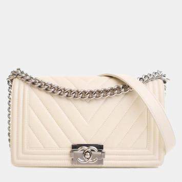 Pre Owned Chanel Medium Lambskin Boy Bag