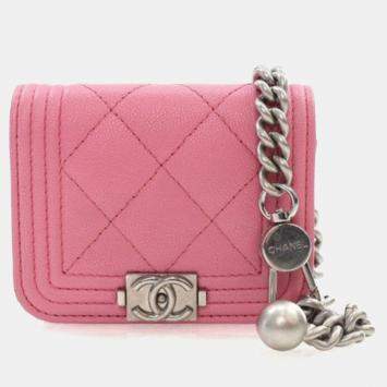 Pre Owned Chanel Mini Pink Caviar Boy Belt Bag