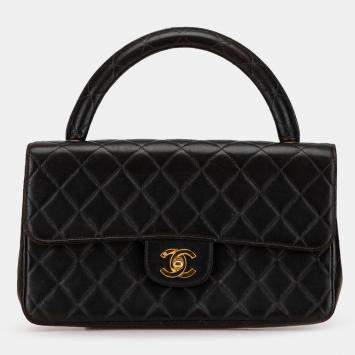 Pre Owned Chanel Black Medium Classic Lambskin Kelly Flap