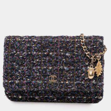 Pre Owned Chanel Blue CC Tweed Charms Wallet On Chain
