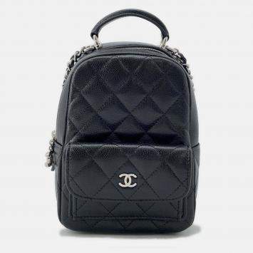 Pre Owned Chanel Matelasse Timeless Classics Black Caviar Leather Backpack 