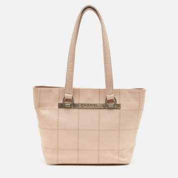 Pre Owned Chanel Beige Square Quilted Leather LAX Tote