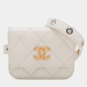 مملوكة مسبقًا Chanel Punk Essentials Chain Flap Quilted Lambskin Leather Belt Bag