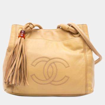 Pre Owned Chanel Brown Lambskin CC Tassel Shoulder Bag