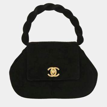 Pre Owned Chanel Black Suede Handbag