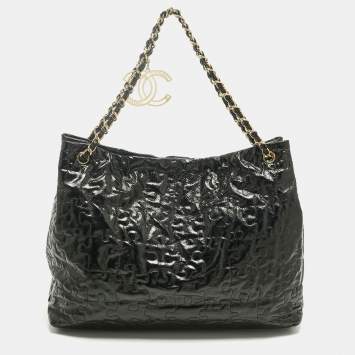 Pre Owned Chanel Black Puzzle Patent Leather Chain Tote