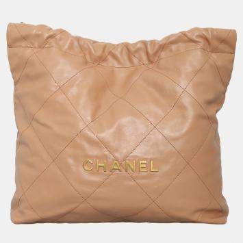Pre Owned Chanel Brown Leather Medium C22 Bag