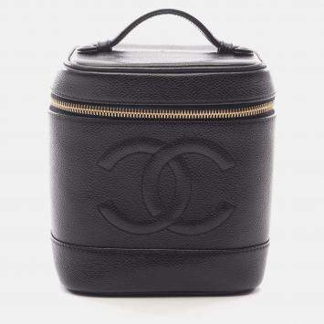 Pre Owned Chanel CC Black Leather Vanity Clutch