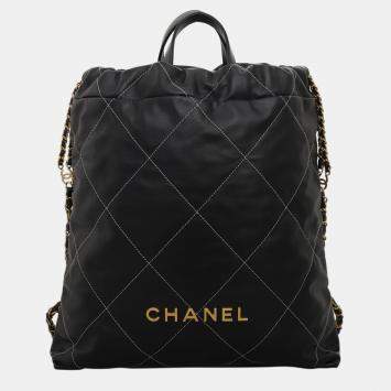Pre Owned Chanel Black Quilted Calf Leather C22 Backpack
