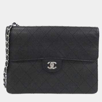 Pre Owned Chanel Black Caviar Leather Shoulder Bag