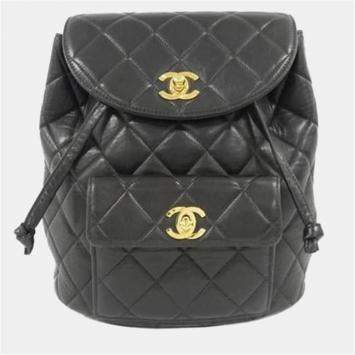 Pre Owned Chanel Leather Black Backpack