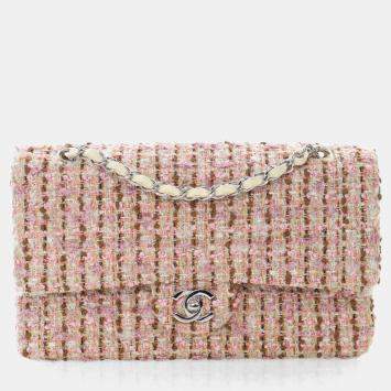 Pre Owned Chanel Vintage Medium Tweed Classic Flap Bag