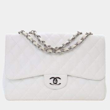 Pre Owned Chanel Jumbo Caviar Classic Single Flap Bag