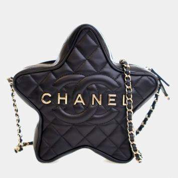 Pre Owned Chanel Lambskin Walk Of Fame Star Crossbody Bag