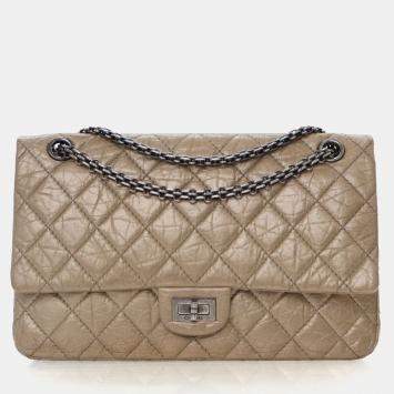 Pre Owned Chanel Crinkled Calfskin Reissue 2.55 Double Flap Bag 226
