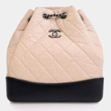 Pre Owned Chanel Small Beige Aged Calfskin Gabrielle Backpack
