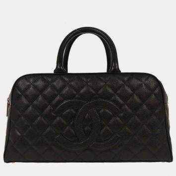 Pre Owned Chanel Black Calfskin Bowling Bag