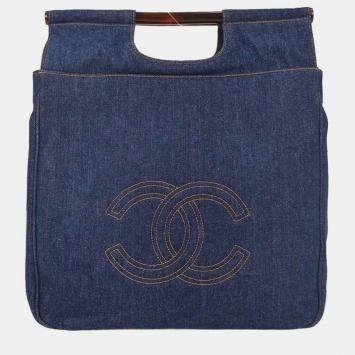 Pre Owned Chanel Blue Denim Handbag