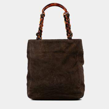 Pre Owned Chanel Brown CC Suede Tote