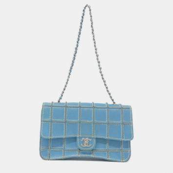 Pre Owned Chanel Blue Leather Shoulder Bag