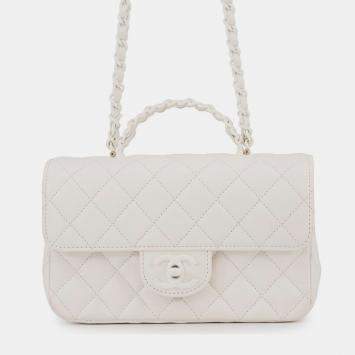 مملوكة مسبقًا Chanel Matelasse Coco Mark Lambskin Chain Shoulder Bag White