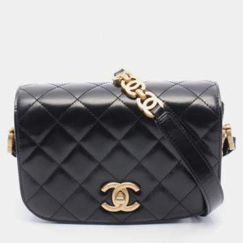 مملوكة مسبقًا Chanel Matelasse Waist Bag Leather Black