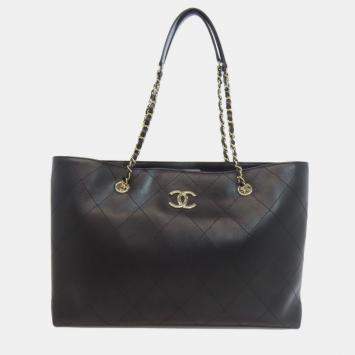 Pre Owned Chanel Chain Tote Bag Calfskin