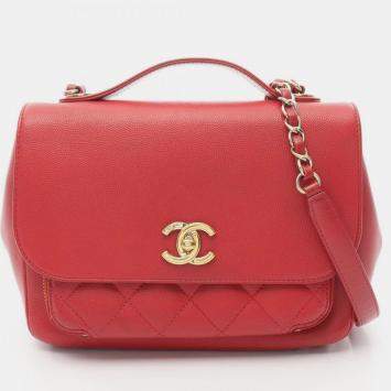 Pre Owned Chanel Matelasse Shoulder Bag Calf Leather (Cowhide) Red