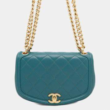 Pre Owned Chanel Chain Shoulder Bag Matelasse Coco Mark Leather