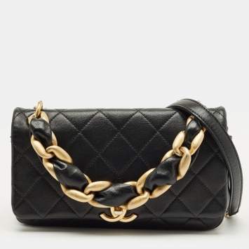 Pre Owned Chanel Chain is More Black Quilted Leather Flap Bag