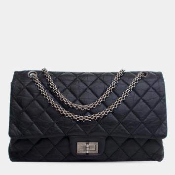 Pre Owned Chanel Black Reissue 2.55 Aged Calfskin Double Flap 227