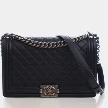 Pre Owned Chanel Large Lambskin Boy Bag